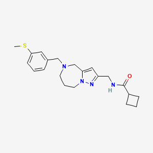 molecular formula C21H28N4OS B5649942 N-({5-[3-(methylthio)benzyl]-5,6,7,8-tetrahydro-4H-pyrazolo[1,5-a][1,4]diazepin-2-yl}methyl)cyclobutanecarboxamide 