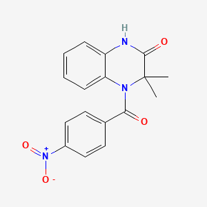 molecular formula C17H15N3O4 B5649973 3,3-dimethyl-4-(4-nitrobenzoyl)-3,4-dihydro-2(1H)-quinoxalinone 