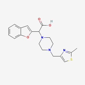 molecular formula C19H21N3O3S B5649982 1-benzofuran-2-yl{4-[(2-methyl-1,3-thiazol-4-yl)methyl]piperazin-1-yl}acetic acid 