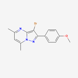 molecular formula C15H14BrN3O B5649996 3-bromo-2-(4-methoxyphenyl)-5,7-dimethylpyrazolo[1,5-a]pyrimidine 
