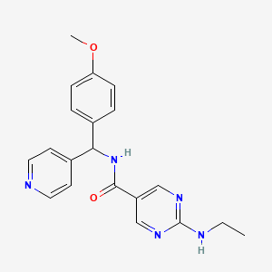 molecular formula C20H21N5O2 B5650003 2-(ethylamino)-N-[(4-methoxyphenyl)(4-pyridinyl)methyl]-5-pyrimidinecarboxamide 