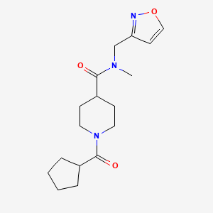 molecular formula C17H25N3O3 B5650012 1-(cyclopentylcarbonyl)-N-(3-isoxazolylmethyl)-N-methyl-4-piperidinecarboxamide 