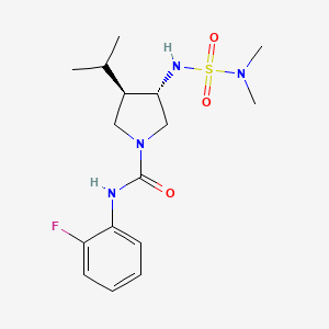 molecular formula C16H25FN4O3S B5650078 (3S*,4R*)-3-{[(dimethylamino)sulfonyl]amino}-N-(2-fluorophenyl)-4-isopropyl-1-pyrrolidinecarboxamide 