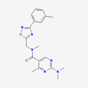 molecular formula C19H22N6O2 B5650079 2-(dimethylamino)-N,4-dimethyl-N-{[3-(3-methylphenyl)-1,2,4-oxadiazol-5-yl]methyl}-5-pyrimidinecarboxamide 