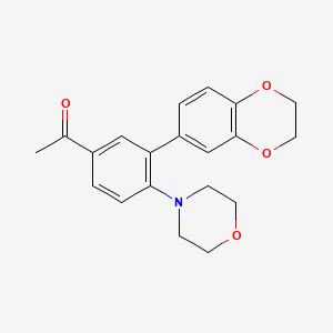 molecular formula C20H21NO4 B5650083 1-[3-(2,3-dihydro-1,4-benzodioxin-6-yl)-4-morpholin-4-ylphenyl]ethanone 