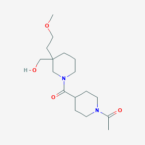 molecular formula C17H30N2O4 B5650152 [1-[(1-acetyl-4-piperidinyl)carbonyl]-3-(2-methoxyethyl)-3-piperidinyl]methanol 