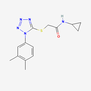 molecular formula C14H17N5OS B5650164 N-cyclopropyl-2-{[1-(3,4-dimethylphenyl)-1H-tetrazol-5-yl]thio}acetamide 