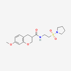 molecular formula C17H24N2O5S B5650180 7-methoxy-N-[2-(pyrrolidin-1-ylsulfonyl)ethyl]chromane-3-carboxamide 