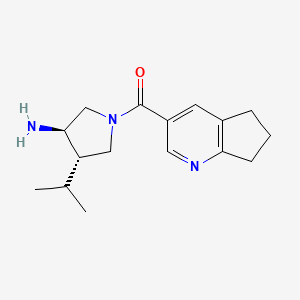 molecular formula C16H23N3O B5650193 (3R*,4S*)-1-(6,7-dihydro-5H-cyclopenta[b]pyridin-3-ylcarbonyl)-4-isopropyl-3-pyrrolidinamine 