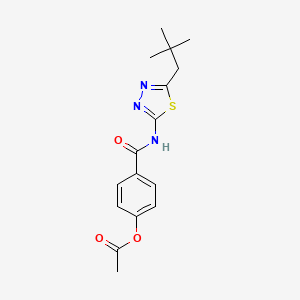 molecular formula C16H19N3O3S B5650217 4-({[5-(2,2-dimethylpropyl)-1,3,4-thiadiazol-2-yl]amino}carbonyl)phenyl acetate 