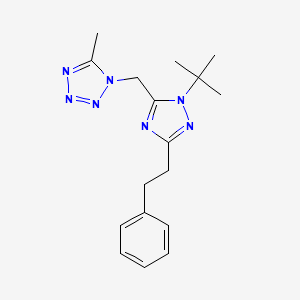 molecular formula C17H23N7 B5650243 1-{[1-tert-butyl-3-(2-phenylethyl)-1H-1,2,4-triazol-5-yl]methyl}-5-methyl-1H-tetrazole 