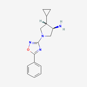 molecular formula C15H18N4O B5650260 (3R*,4S*)-4-cyclopropyl-1-(5-phenyl-1,2,4-oxadiazol-3-yl)pyrrolidin-3-amine 