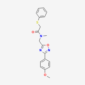 molecular formula C19H19N3O3S B5650318 N-{[3-(4-methoxyphenyl)-1,2,4-oxadiazol-5-yl]methyl}-N-methyl-2-(phenylthio)acetamide 