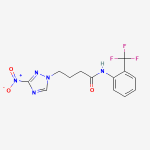 molecular formula C13H12F3N5O3 B5650345 4-(3-硝基-1H-1,2,4-三唑-1-基)-N-[2-(三氟甲基)苯基]丁酰胺 