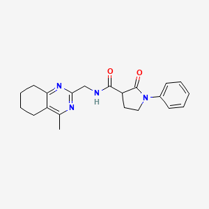 molecular formula C21H24N4O2 B5650356 N-[(4-methyl-5,6,7,8-tetrahydroquinazolin-2-yl)methyl]-2-oxo-1-phenylpyrrolidine-3-carboxamide 
