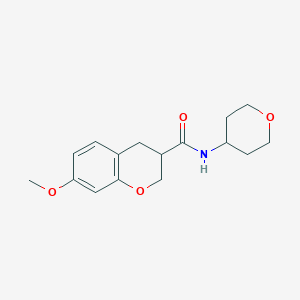 molecular formula C16H21NO4 B5650372 7-methoxy-N-(tetrahydro-2H-pyran-4-yl)chromane-3-carboxamide 