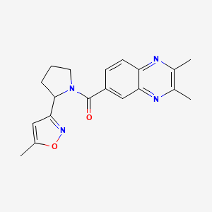 molecular formula C19H20N4O2 B5650388 2,3-dimethyl-6-{[2-(5-methyl-3-isoxazolyl)-1-pyrrolidinyl]carbonyl}quinoxaline 
