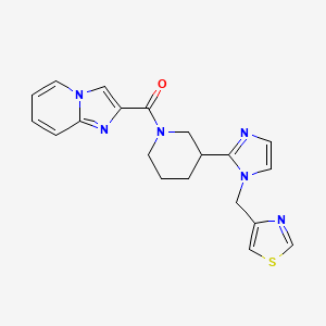 molecular formula C20H20N6OS B5650398 2-({3-[1-(1,3-thiazol-4-ylmethyl)-1H-imidazol-2-yl]piperidin-1-yl}carbonyl)imidazo[1,2-a]pyridine 