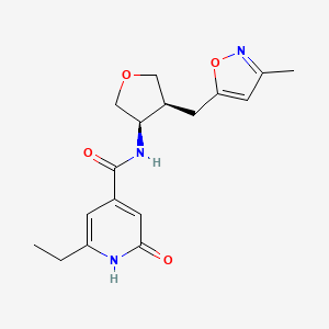 molecular formula C17H21N3O4 B5650439 6-ethyl-N-{(3R*,4S*)-4-[(3-methylisoxazol-5-yl)methyl]tetrahydrofuran-3-yl}-2-oxo-1,2-dihydropyridine-4-carboxamide 
