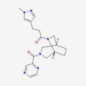 molecular formula C19H24N6O2 B5650456 (1S*,5R*)-6-[3-(1-methyl-1H-pyrazol-4-yl)propanoyl]-3-(2-pyrazinylcarbonyl)-3,6-diazabicyclo[3.2.2]nonane 