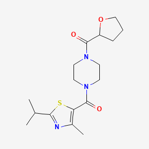 molecular formula C17H25N3O3S B5650486 1-[(2-isopropyl-4-methyl-1,3-thiazol-5-yl)carbonyl]-4-(tetrahydro-2-furanylcarbonyl)piperazine 