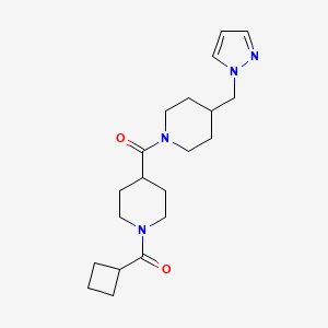 molecular formula C20H30N4O2 B5650492 1-(cyclobutylcarbonyl)-4-{[4-(1H-pyrazol-1-ylmethyl)-1-piperidinyl]carbonyl}piperidine 