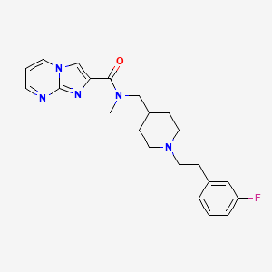 molecular formula C22H26FN5O B5650505 N-({1-[2-(3-fluorophenyl)ethyl]piperidin-4-yl}methyl)-N-methylimidazo[1,2-a]pyrimidine-2-carboxamide 