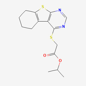 molecular formula C15H18N2O2S2 B5650527 isopropyl (5,6,7,8-tetrahydro[1]benzothieno[2,3-d]pyrimidin-4-ylthio)acetate 
