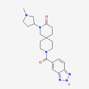 molecular formula C21H28N6O2 B5650551 9-(1H-1,2,3-benzotriazol-5-ylcarbonyl)-2-(1-methylpyrrolidin-3-yl)-2,9-diazaspiro[5.5]undecan-3-one 