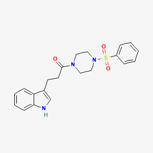 molecular formula C21H23N3O3S B5650566 3-{3-oxo-3-[4-(phenylsulfonyl)-1-piperazinyl]propyl}-1H-indole 