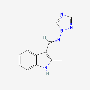 molecular formula C12H11N5 B5650567 N-[(2-methyl-1H-indol-3-yl)methylene]-1H-1,2,4-triazol-1-amine 