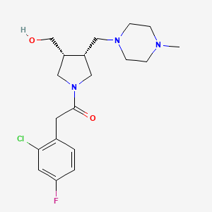 molecular formula C19H27ClFN3O2 B5650644 {(3R*,4R*)-1-[(2-chloro-4-fluorophenyl)acetyl]-4-[(4-methylpiperazin-1-yl)methyl]pyrrolidin-3-yl}methanol 