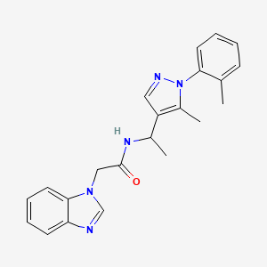 molecular formula C22H23N5O B5650664 2-(1H-benzimidazol-1-yl)-N-{1-[5-methyl-1-(2-methylphenyl)-1H-pyrazol-4-yl]ethyl}acetamide 