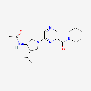 molecular formula C19H29N5O2 B5650669 N-{(3R*,4S*)-4-isopropyl-1-[6-(1-piperidinylcarbonyl)-2-pyrazinyl]-3-pyrrolidinyl}acetamide 