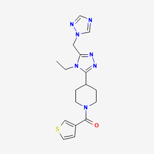 molecular formula C17H21N7OS B5650686 4-[4-ethyl-5-(1H-1,2,4-triazol-1-ylmethyl)-4H-1,2,4-triazol-3-yl]-1-(3-thienylcarbonyl)piperidine 
