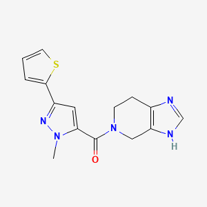 molecular formula C15H15N5OS B5650754 5-{[1-methyl-3-(2-thienyl)-1H-pyrazol-5-yl]carbonyl}-4,5,6,7-tetrahydro-1H-imidazo[4,5-c]pyridine 
