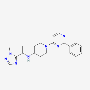 molecular formula C21H27N7 B5650776 1-(6-methyl-2-phenylpyrimidin-4-yl)-N-[1-(1-methyl-1H-1,2,4-triazol-5-yl)ethyl]piperidin-4-amine 