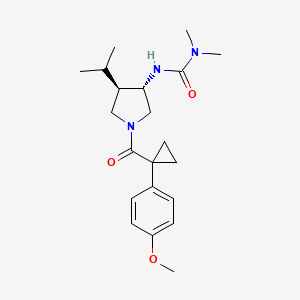 molecular formula C21H31N3O3 B5650792 N'-((3S*,4R*)-4-isopropyl-1-{[1-(4-methoxyphenyl)cyclopropyl]carbonyl}-3-pyrrolidinyl)-N,N-dimethylurea 