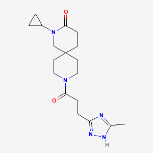 molecular formula C18H27N5O2 B5650812 2-cyclopropyl-9-[3-(5-methyl-1H-1,2,4-triazol-3-yl)propanoyl]-2,9-diazaspiro[5.5]undecan-3-one 