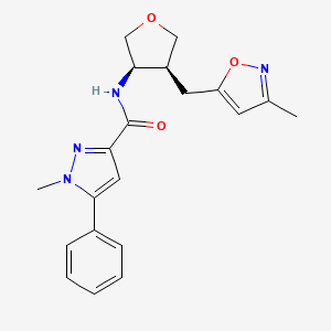 molecular formula C20H22N4O3 B5650836 1-methyl-N-{(3R*,4S*)-4-[(3-methylisoxazol-5-yl)methyl]tetrahydrofuran-3-yl}-5-phenyl-1H-pyrazole-3-carboxamide 