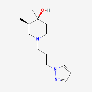 molecular formula C13H23N3O B5650859 (3R*,4S*)-3,4-dimethyl-1-[3-(1H-pyrazol-1-yl)propyl]-4-piperidinol 