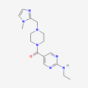 molecular formula C16H23N7O B5650875 N-ethyl-5-({4-[(1-methyl-1H-imidazol-2-yl)methyl]-1-piperazinyl}carbonyl)-2-pyrimidinamine 