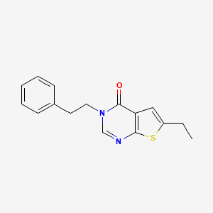 molecular formula C16H16N2OS B5650889 6-ethyl-3-(2-phenylethyl)thieno[2,3-d]pyrimidin-4(3H)-one 