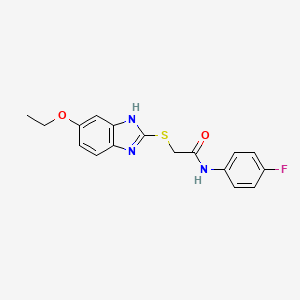 molecular formula C17H16FN3O2S B5650946 2-[(5-ethoxy-1H-benzimidazol-2-yl)thio]-N-(4-fluorophenyl)acetamide 