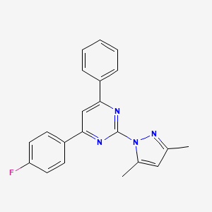 molecular formula C21H17FN4 B5651039 2-(3,5-dimethyl-1H-pyrazol-1-yl)-4-(4-fluorophenyl)-6-phenylpyrimidine 
