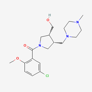 molecular formula C19H28ClN3O3 B5651048 {(3R*,4R*)-1-(5-chloro-2-methoxybenzoyl)-4-[(4-methylpiperazin-1-yl)methyl]pyrrolidin-3-yl}methanol 