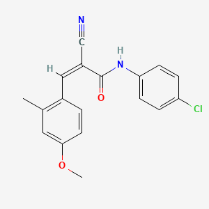 molecular formula C18H15ClN2O2 B5651118 N-(4-chlorophenyl)-2-cyano-3-(4-methoxy-2-methylphenyl)acrylamide 