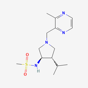 molecular formula C14H24N4O2S B5651145 N-{rel-(3R,4S)-4-isopropyl-1-[(3-methyl-2-pyrazinyl)methyl]-3-pyrrolidinyl}methanesulfonamide hydrochloride 