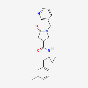molecular formula C22H25N3O2 B5651151 N-[1-(3-methylbenzyl)cyclopropyl]-5-oxo-1-(3-pyridinylmethyl)-3-pyrrolidinecarboxamide 