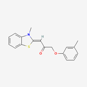 molecular formula C18H17NO2S B5651158 1-(3-methyl-1,3-benzothiazol-2(3H)-ylidene)-3-(3-methylphenoxy)acetone 